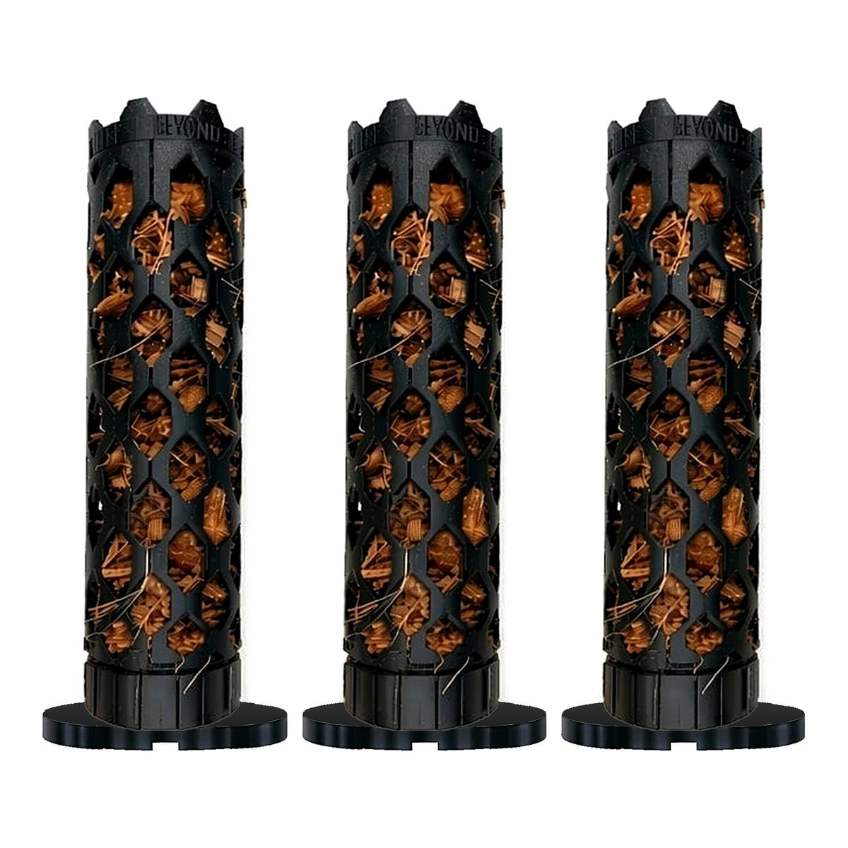 Beyond Beleaf moss pole kit, three segments each with a base installed